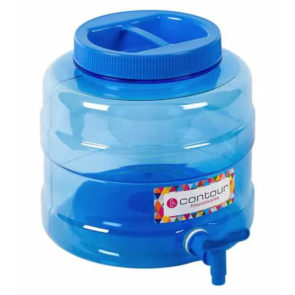 10L Water Bottle Dispenser with tap Round Blue Contour Housewares