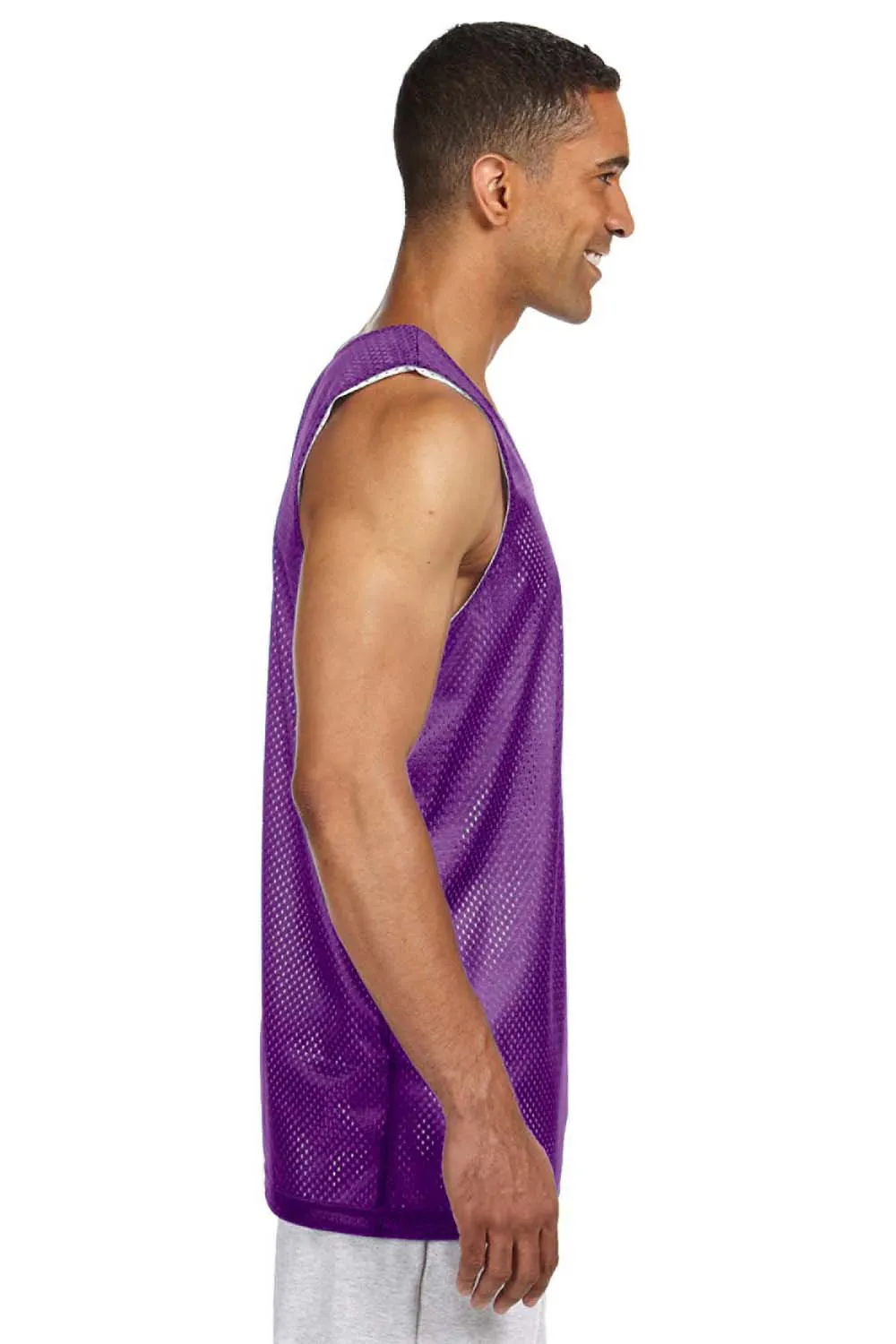 A4 Mens Reversible Mesh Moisture Wicking Tank Top - Purple