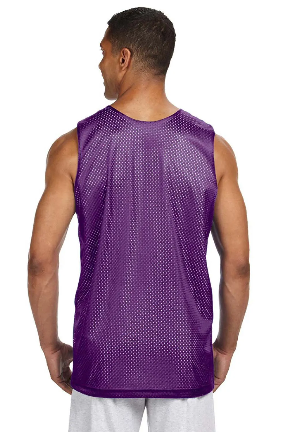 A4 Mens Reversible Mesh Moisture Wicking Tank Top - Purple