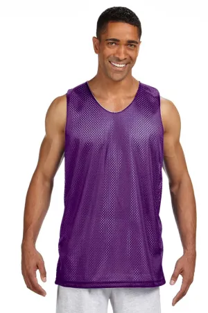 A4 Mens Reversible Mesh Moisture Wicking Tank Top - Purple