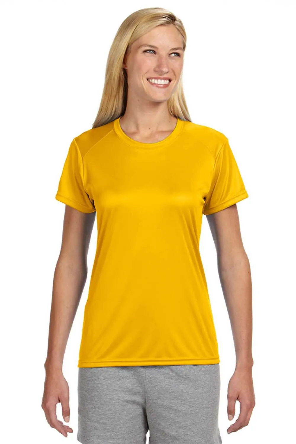 A4 Womens Performance Moisture Wicking Short Sleeve Crewneck T-Shirt - Gold