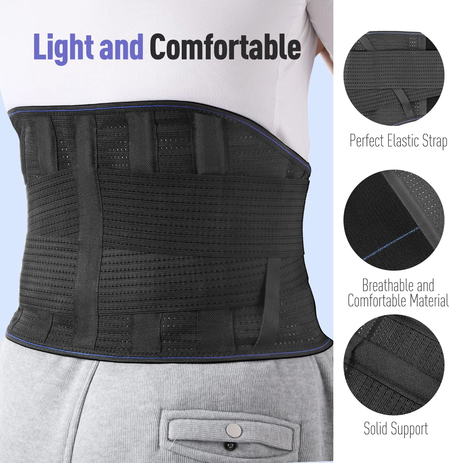 Back Support Brace, AGPTEK Lower Back Support for Men Women Lumbar Support Belt Double Compression Adjustment for Sciatica Pain Relief L