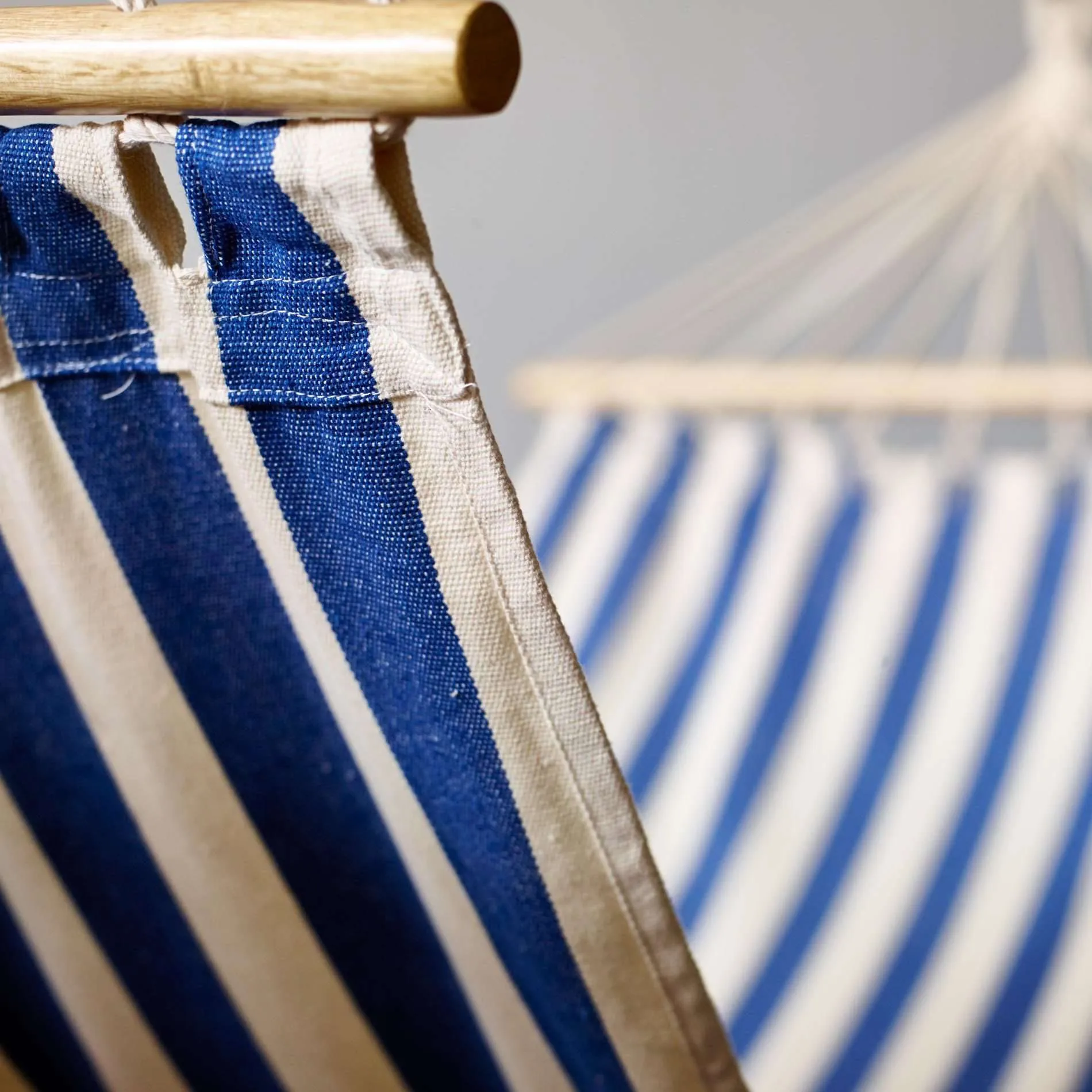 Borne Blue and Natural Striped Hammock with Spreader Bar