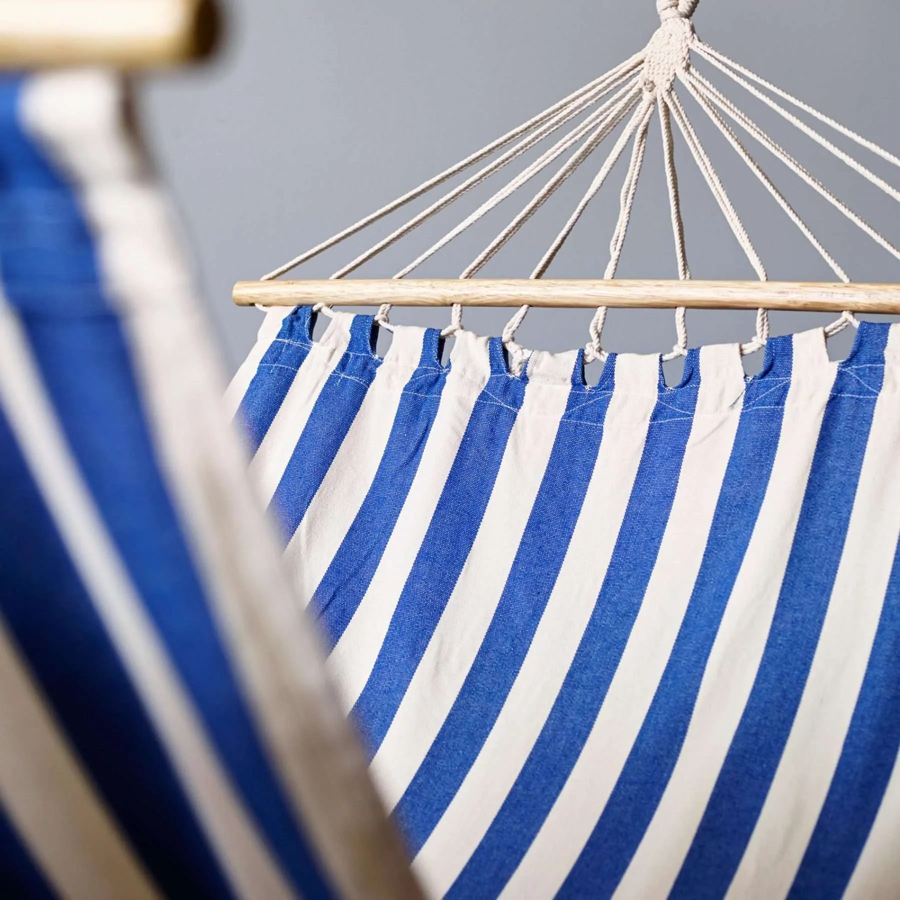 Borne Blue and Natural Striped Hammock with Spreader Bar