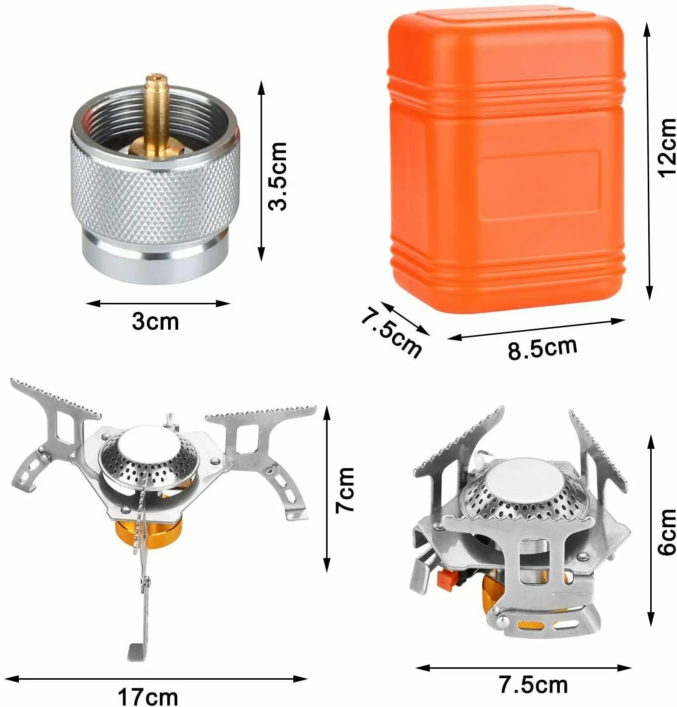 Camping Gas Stove Portable Backpacking stove with Piezo Ignition, Burner, Case 3700w