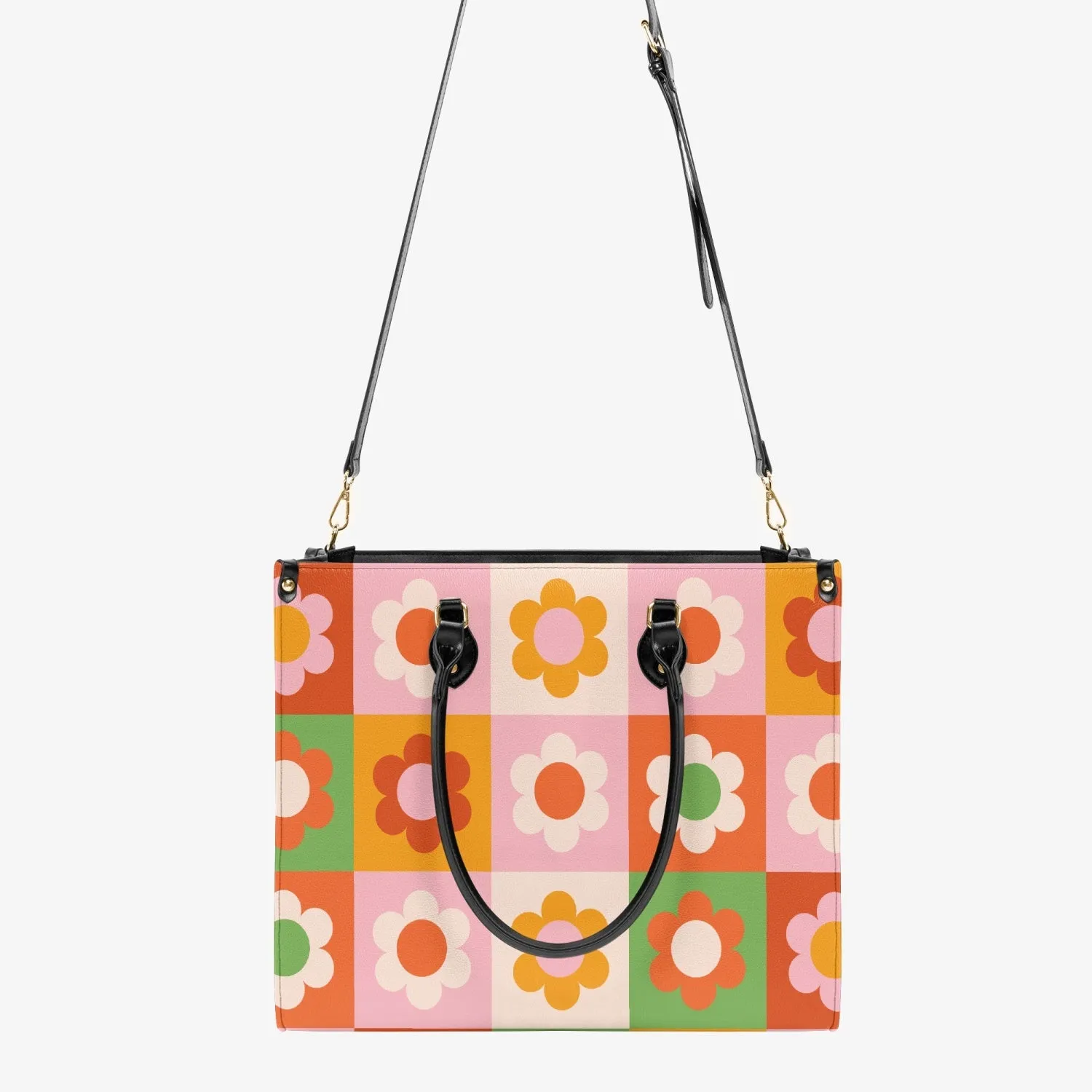 Checker Board flower Tote Bag