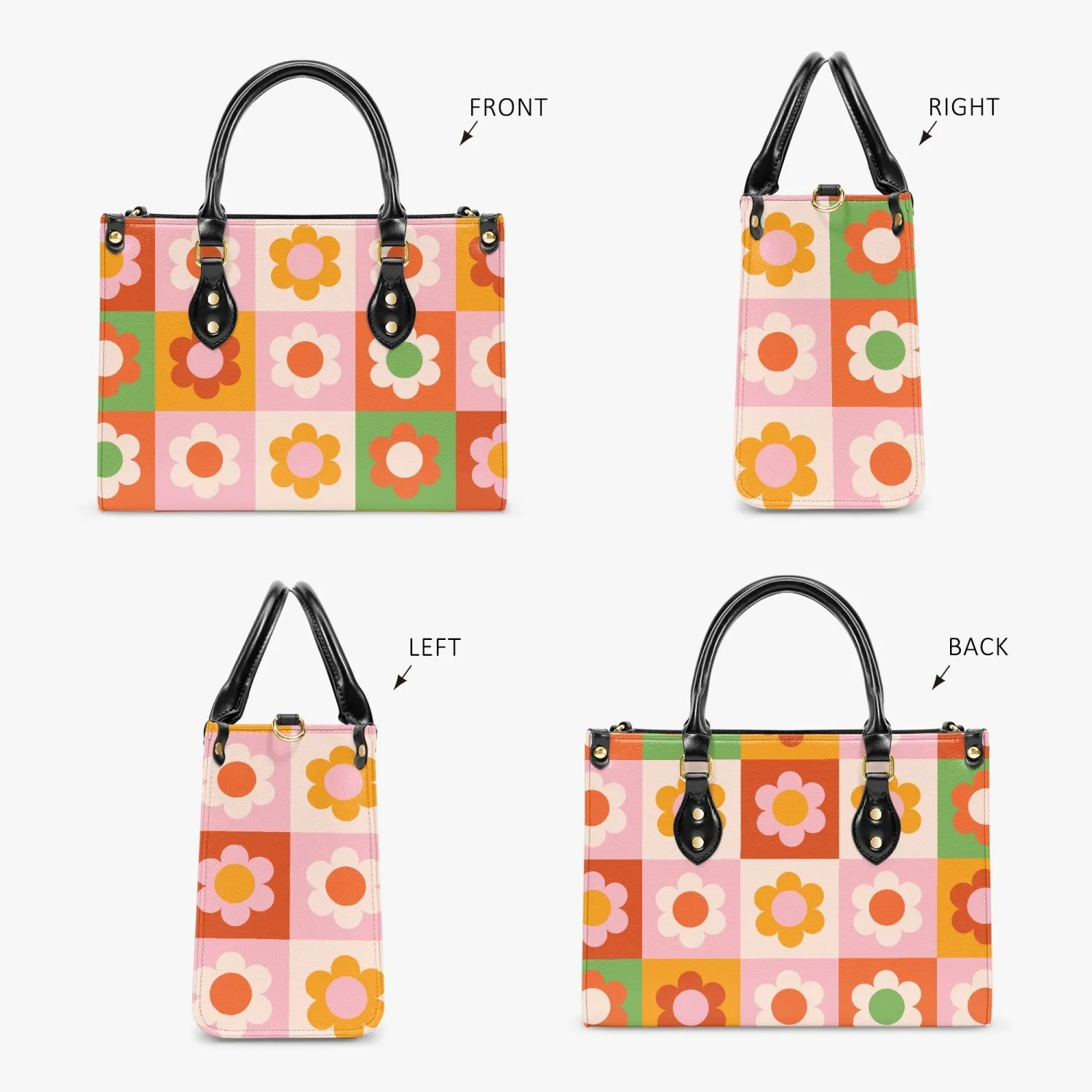 Checker Board flower Tote Bag