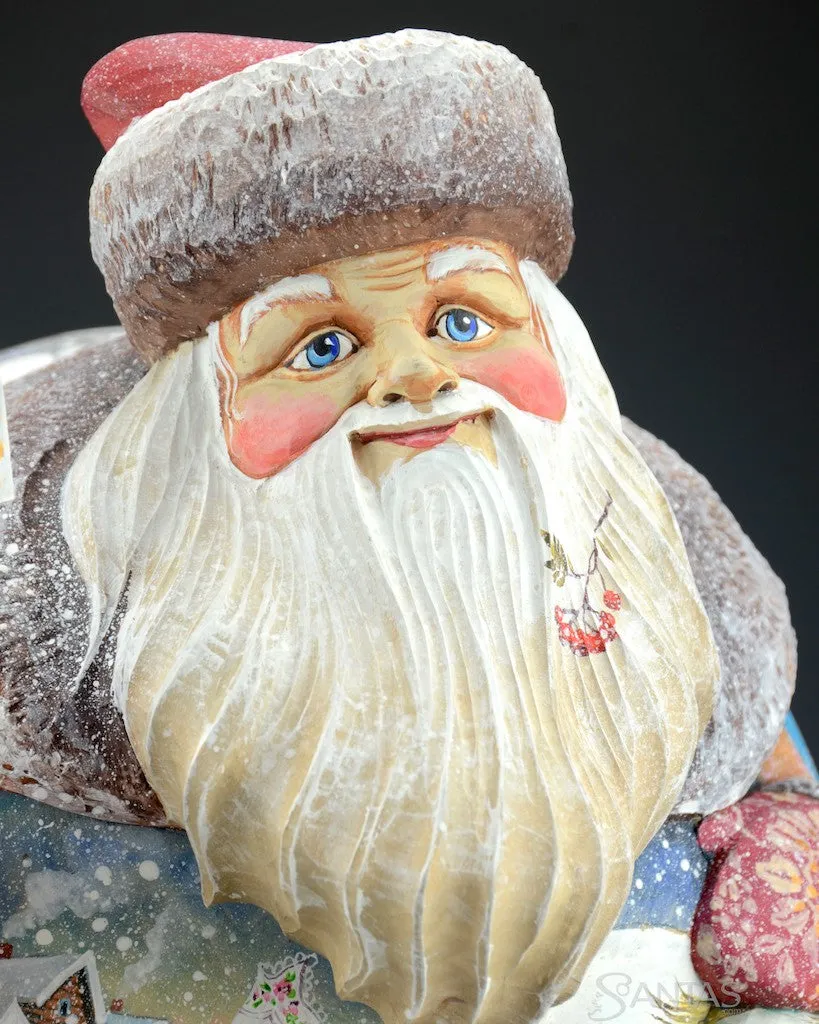 Christmas Companions Large Russian Santa with Carved Snowman