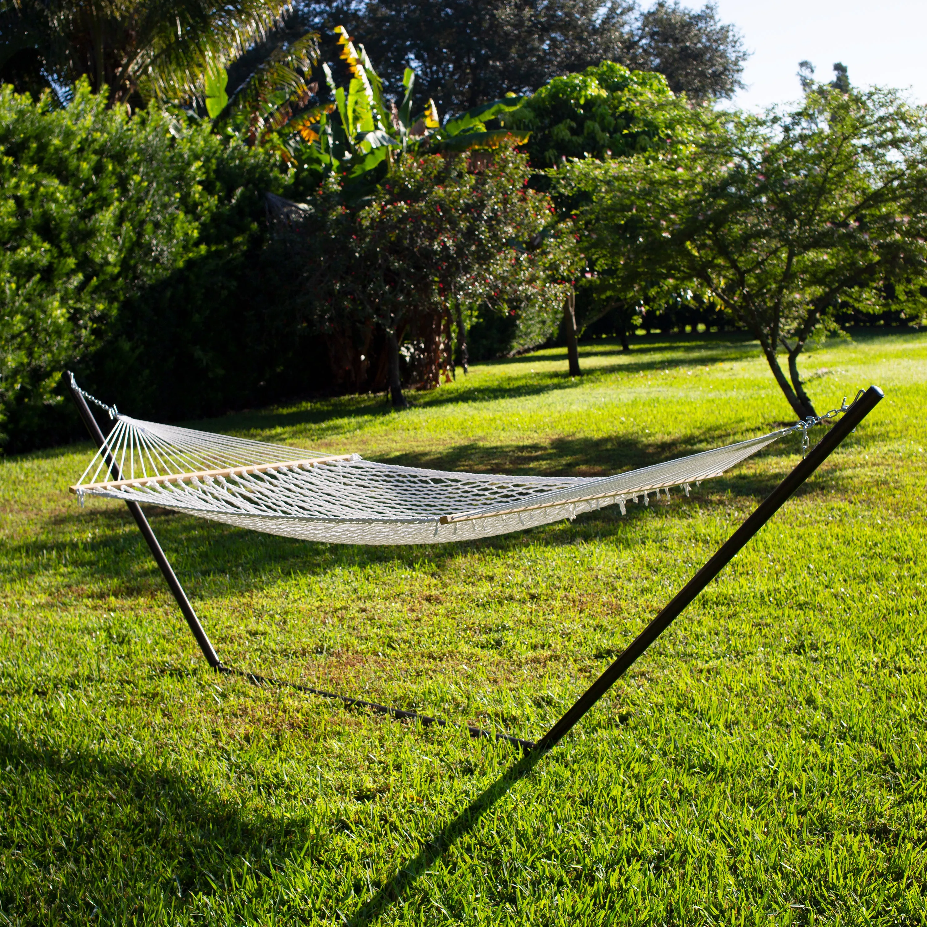 Cotton Rope Hammock w/ Spreader Bar & Hanging Hardware | 60-in. Wide | 450 Lb. Capacity