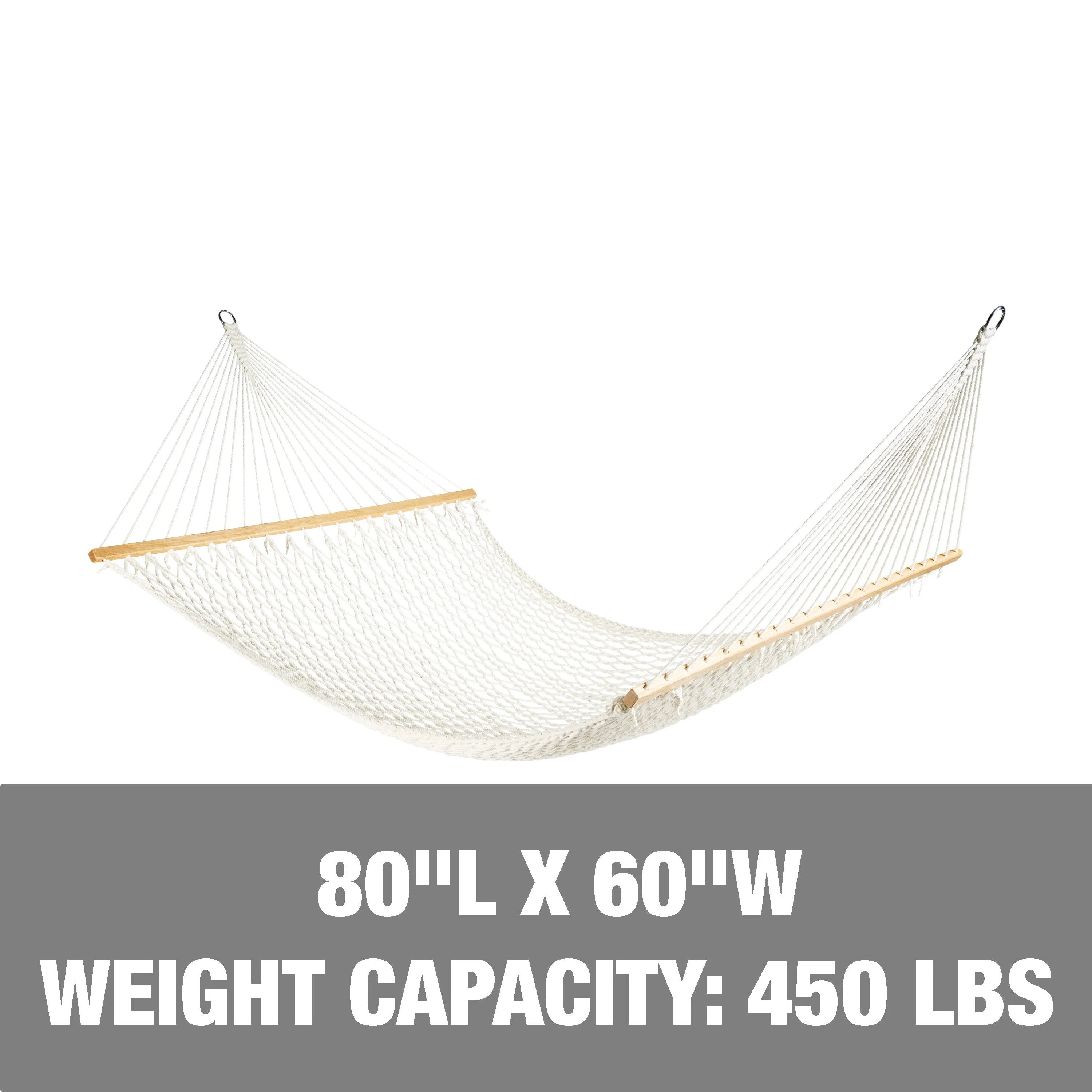 Cotton Rope Hammock w/ Spreader Bar & Hanging Hardware | 60-in. Wide | 450 Lb. Capacity