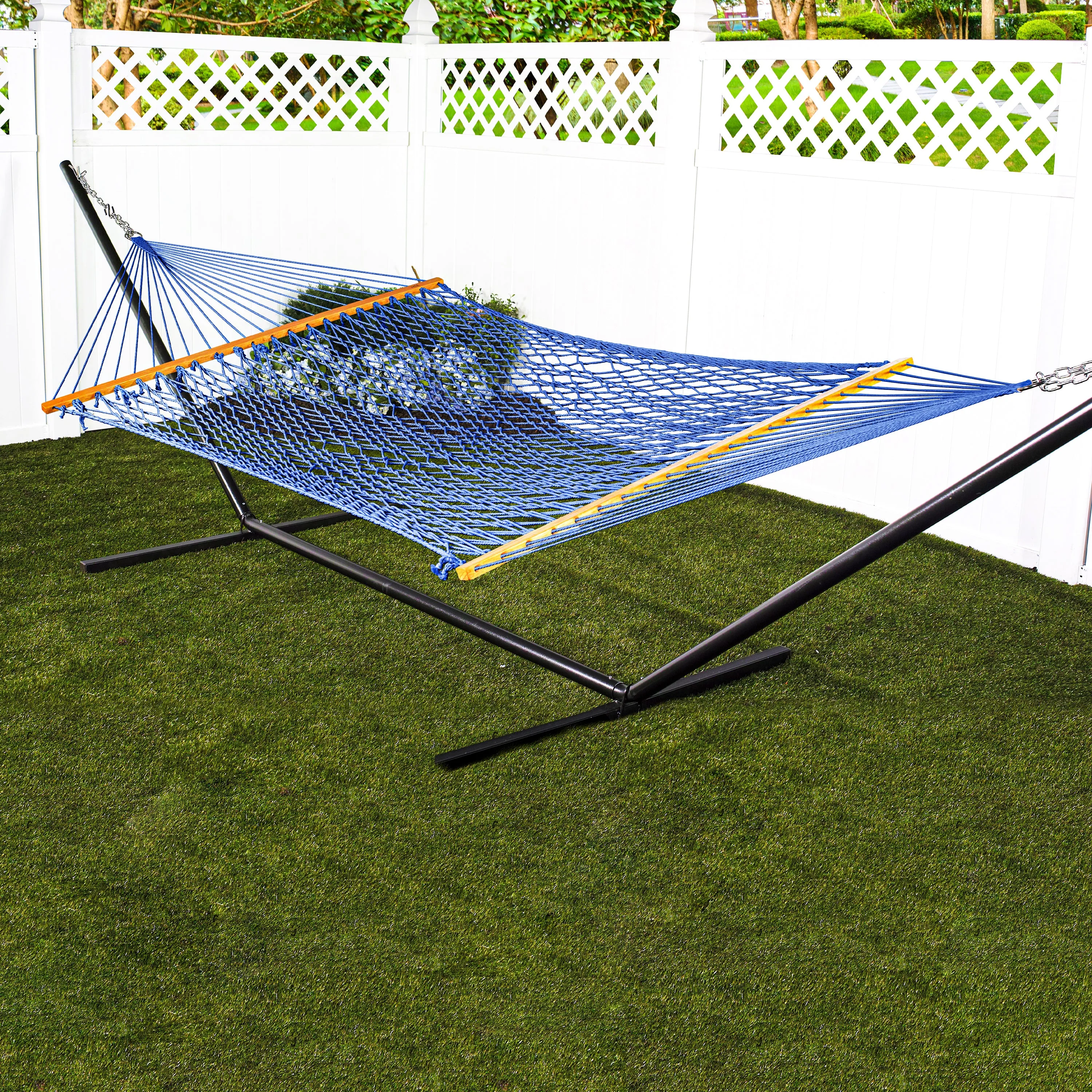 Cotton Rope Hammock w/ Spreader Bar & Hanging Hardware | 60-in. Wide | 450 Lb. Capacity