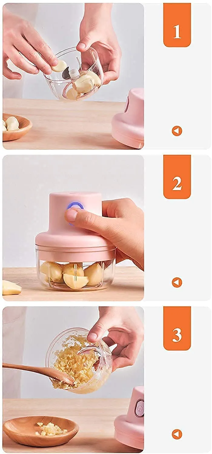 Electric Mini Garlic Chopper 250ML, Portable Mini Food Chopper with USB Charging