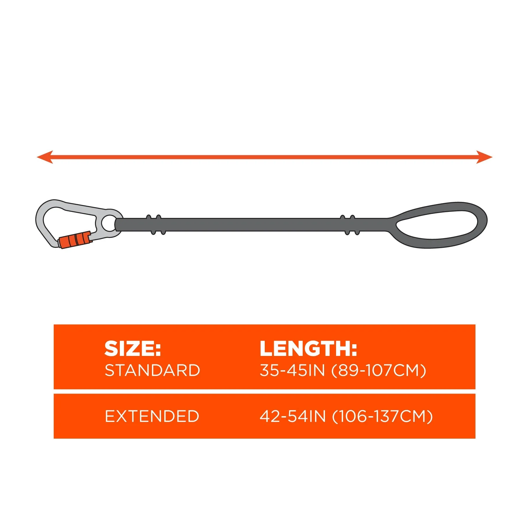 Ergodyne Squids 3100 Carabiner and Cinch Loop Tool Lanyard - Black