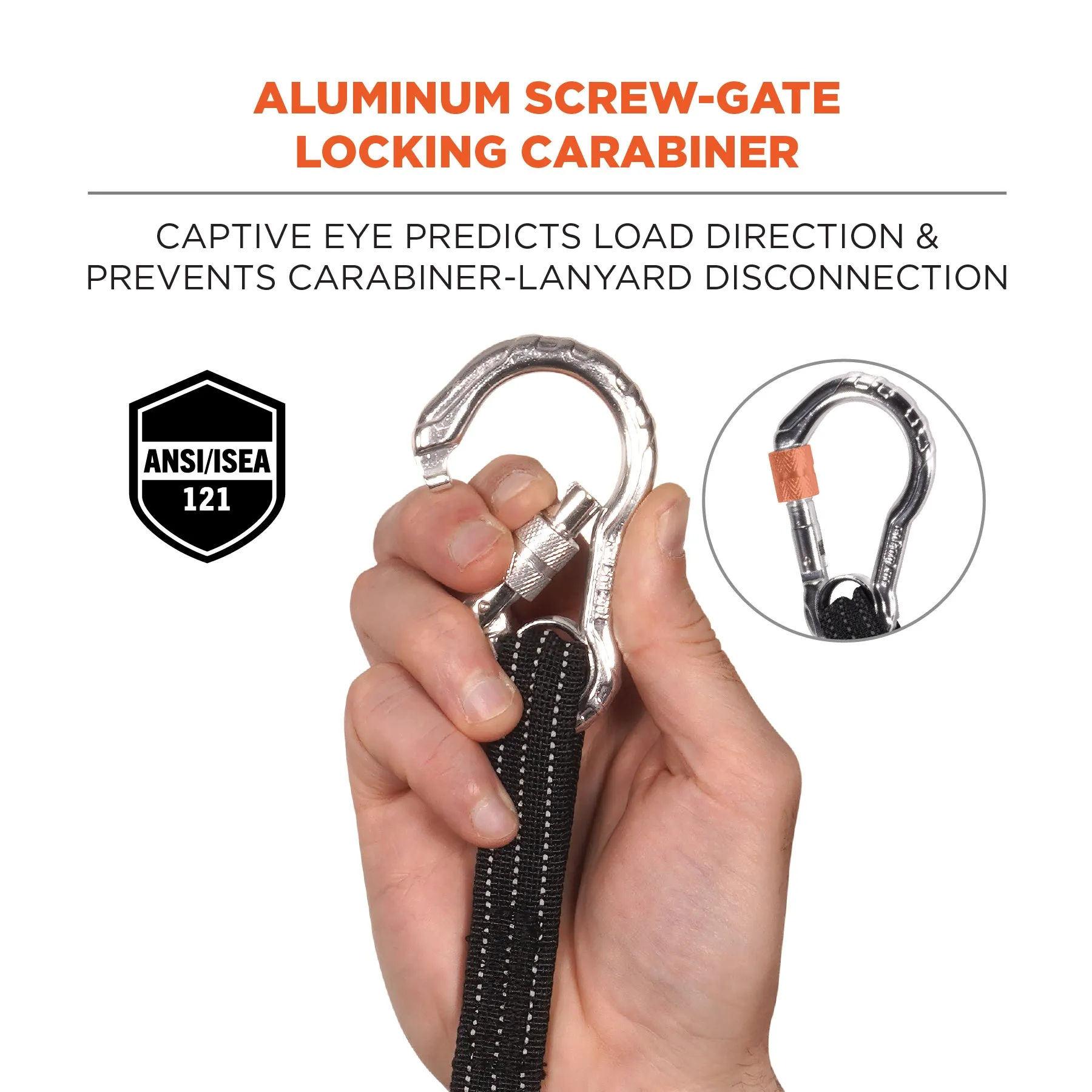 Ergodyne Squids 3100 Carabiner and Cinch Loop Tool Lanyard - Black