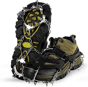 Ice Cleats Ice Snow Grips with 18 Spikes for Walking, Jogging, Climbing and Hiking