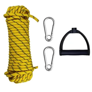 premium Water Skiing Rope with Handle Stainless Steel Carabiner Buckle 4m Nylon Tow Rope Sled Cart Pull Rope for Wakeboard Kneeboard Snowboard Equipment