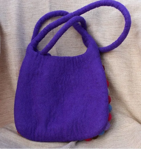 Purple Felt Shoulder Bags