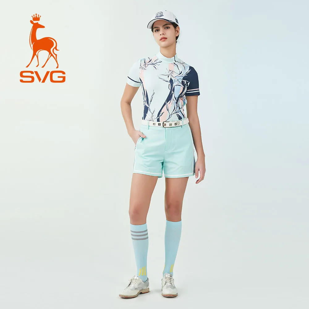 SVG Golf Women's Printed T-shirt with Stand Collar