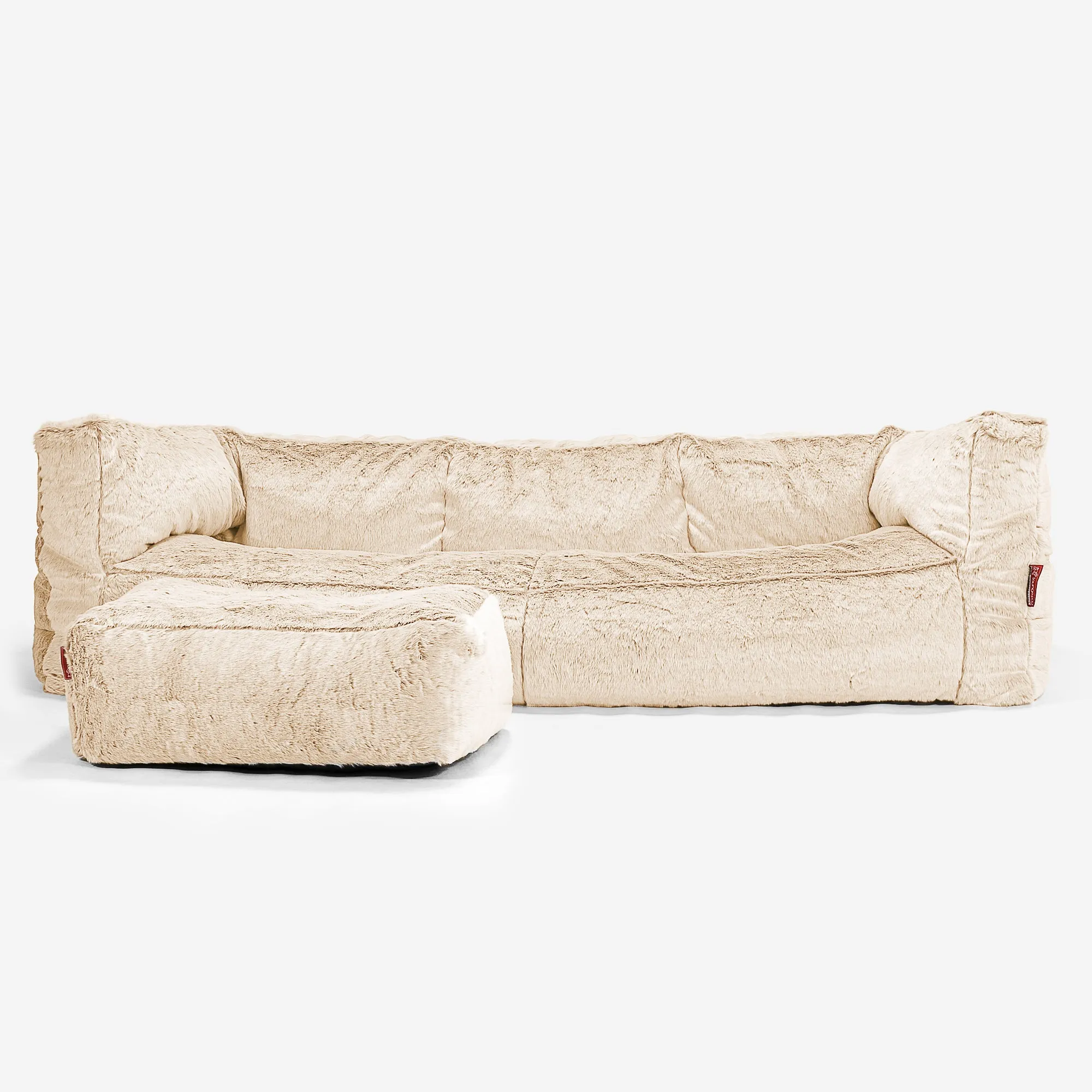 The 3 Seater Albert Sofa Bean Bag - Fluffy Faux Fur Rabbit White