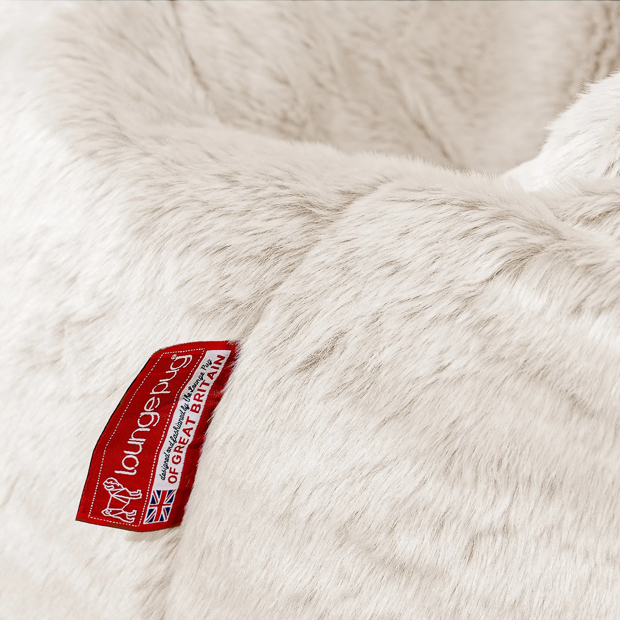 The 3 Seater Albert Sofa Bean Bag - Fluffy Faux Fur Rabbit White