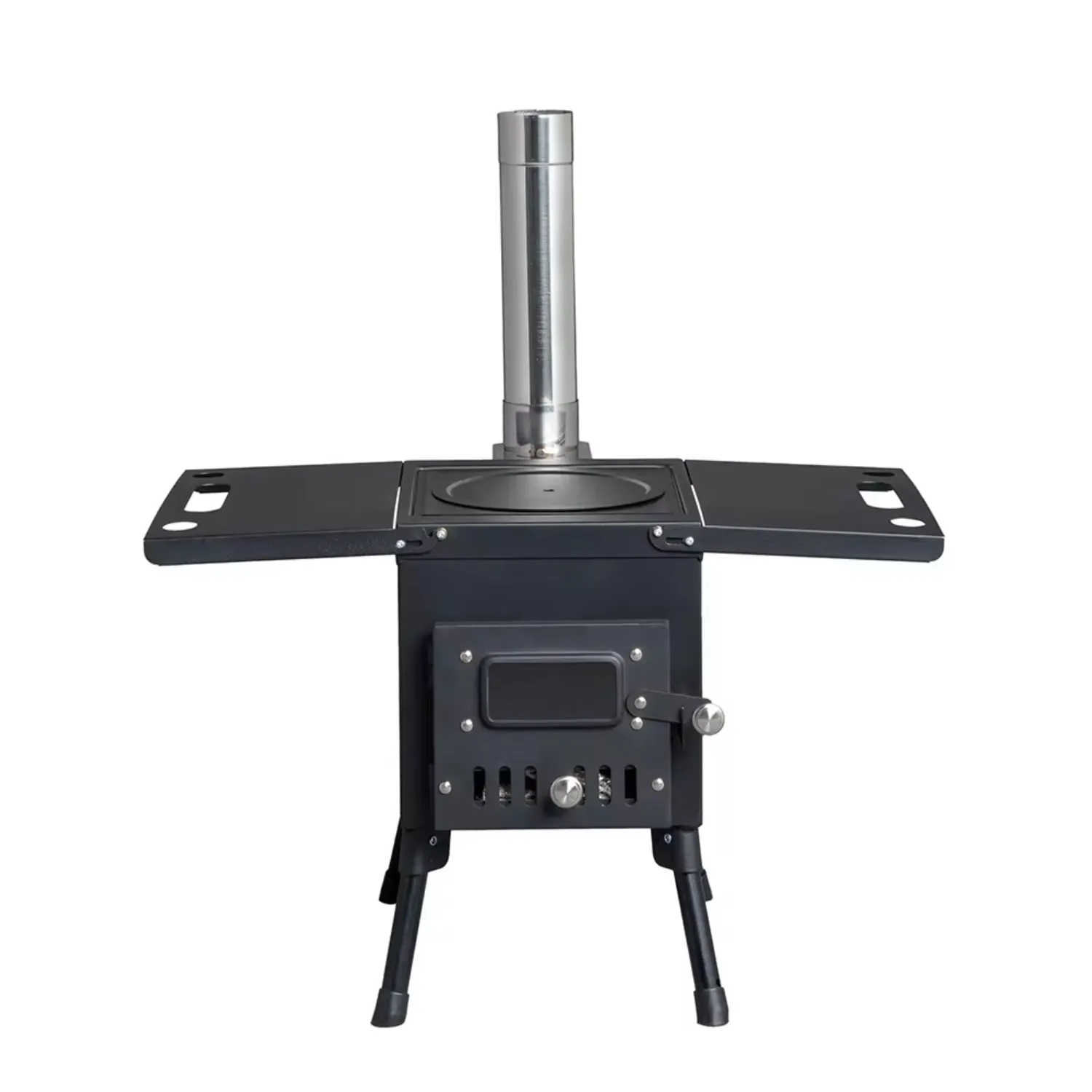 valiant Black Portable Wood Camping Stove - 57.5*31*37cm Lightweight and Durable Outdoor Cooking Equipment for Backpacking and Hiking