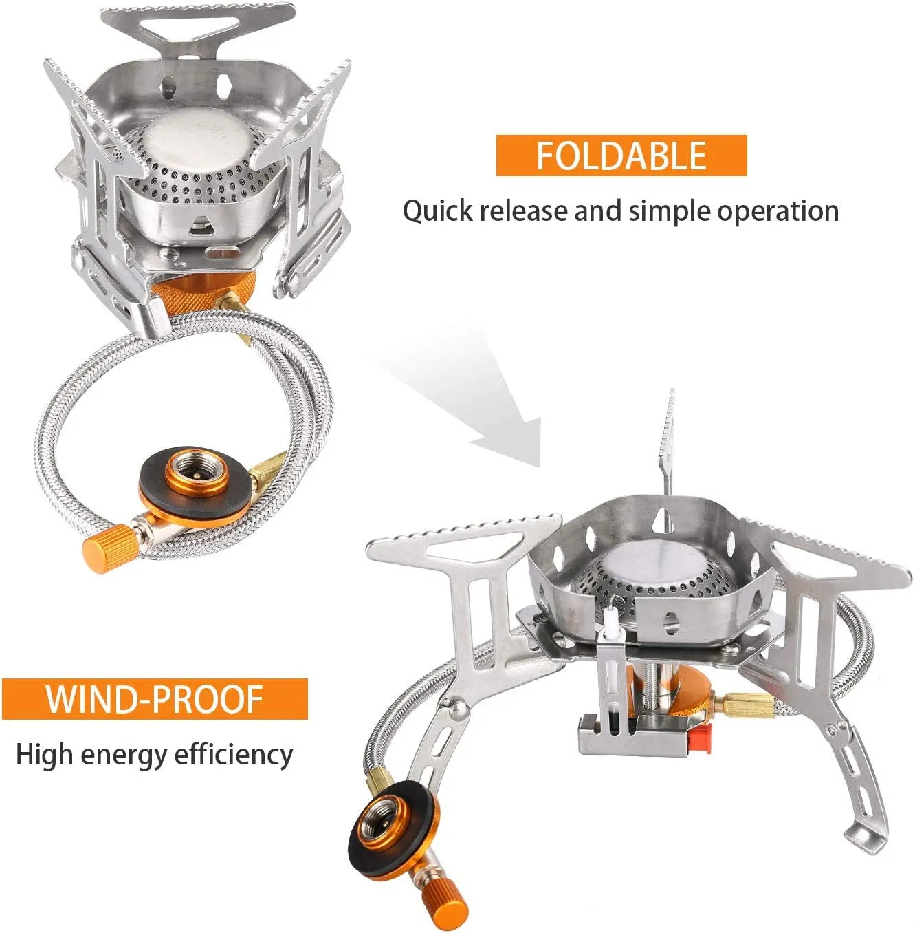 Windproof Camping Gas Stove -  Portable Collapsible Outdoor Camping Stove