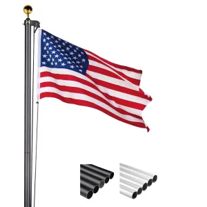 Yescom Aluminum Sectional Flagpole Kit with US Flag 20'